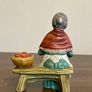 Vintage Capodimonte Figurine Old Lady Peeling Apples While Sitting On Bench Image 2