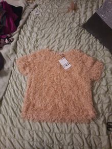 girls pink fluffy top from Zara