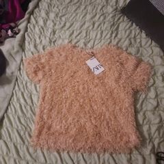 girls pink fluffy top from Zara