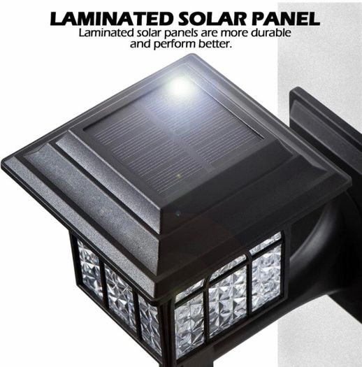 Solar Fence Lights Solar Lights Outdoor Garden LED Solar Powered Outdoor Wall Lights Waterproof Decor for Patio Yard Warm White 2 Pack