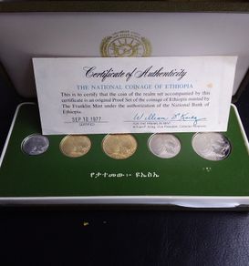 Rare 1977 Ethiopia Proof Coin Set - Franklin Mint - 100% Complete with Case and COA
