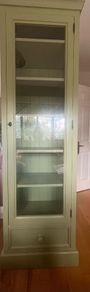 Sage green glass cabinet- right sided door opening