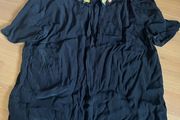 Brand new oasis black silk crepe top embroidered collar