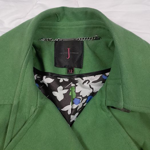 Jasper Conran Bright Green Double Breasted Pea Coat 12UK/40EU