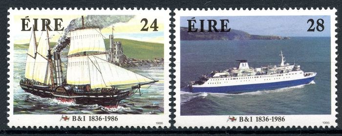 Ireland 1986 Scott # 665 - 666 Maritime Anniversaries - B & I Shipping - Mint Never Hinged