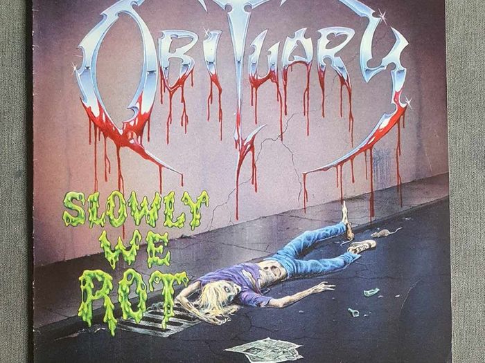 Obituary Slowly We Rot. Original Roadracer Records 1989 Pressing  LP Super Rare Death Metal