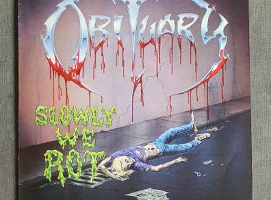 Obituary Slowly We Rot. Original Roadracer Records 1989 Pressing  LP Super Rare Death Metal