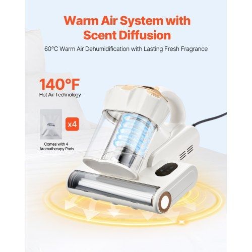 Mattress Vacuum Cleaner, 550W Bed Vacuum Cleaner with 18Kpa Powerful Suction and Dual Dust Bin, HEPA Filter & Heating