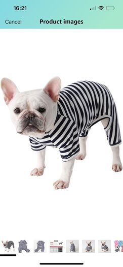 Dog Clothes,Dog Classic Striped Pajamas Soft Cotton Jumpsuit Pug French Bulldog Onesies Costume for Cats Puppy Small Medium Dogs(Black,XS