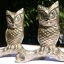 Vintage Pair Brass, Long Eared Owls Sitting On A Branch Image 10