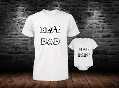 Best Dad And Best Baby T-shirt And Bodysuit Set Of Matching Tops Tees