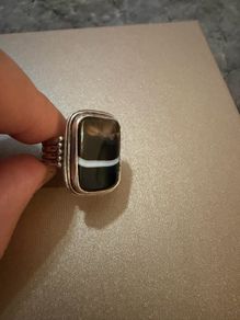 925 Sterling Silver Banded Agate Statement Ring
