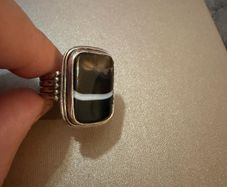 925 Sterling Silver Banded Agate Statement Ring