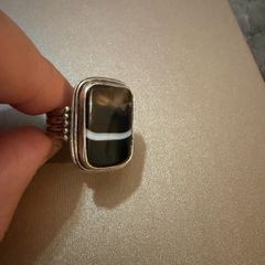 925 Sterling Silver Banded Agate Statement Ring