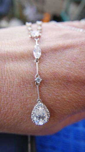 Vintage Sterling Silver 925 Multiple Cubic Zirconia Gems Necklace 5,6g length -18"