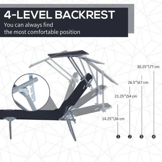 Folding Sun Lounger-Black (FREE POSTAGE)