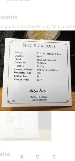 2017 British Virgin Islands Silver Proof Coin