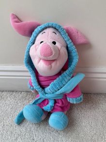 Disney Winnie The Pooh Piglet In Dressing Gown Robe approx. 35 cm. Plush Used Please see photos