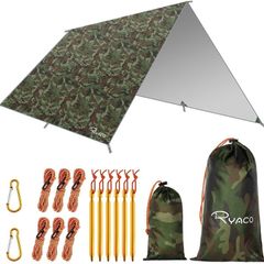 NEW SALE | Hammock Rain Fly Tent Tarp, 3m x 3m Tarpaulin Portable Sunshade Lightweight Waterproof Groundsheet Windproof Camping gazebo Picnic Mat Anti UV Sun Shelter for Camping Travel Beach