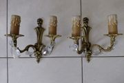 Antique French brass pair of wall lights