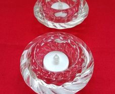 2 Vintage Danish Crystal Tealight Holders