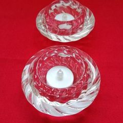 2 Vintage Danish Crystal Tealight Holders
