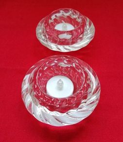 2 Vintage Danish Crystal Tealight Holders