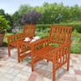 Garden chairs with integrated Table Weatherproof, 2 Shelves in Solid Acacia Wood Image 3
