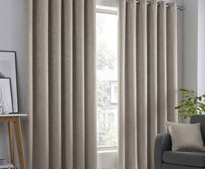 Blockout Pair of Eyelet Curtains, Living Room, 90" Width x 108" Drop 229 x 275cm Natural