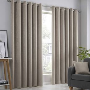 Blockout Pair of Eyelet Curtains, Living Room, 90" Width x 108" Drop 229 x 275cm Natural