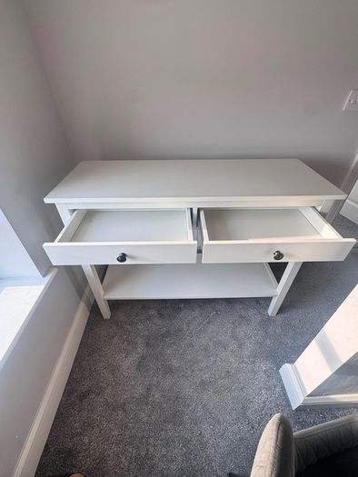 IKEA White Console Table with 2 Drawers & Lower Shelf