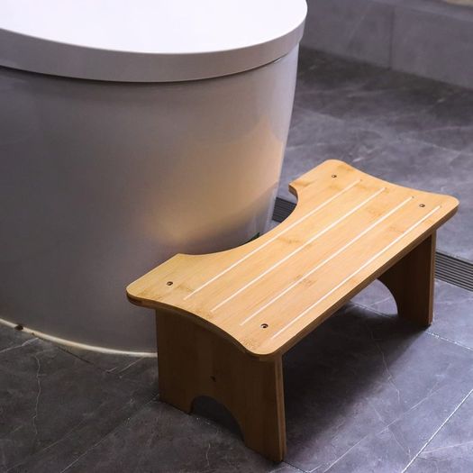 Bamboo Toilet Stool for Feets, Waterproof and Non-Slip Potty Squat Stool Seat Adult Kids, 40 x 20 cm Bathroom Compact One Step Toilet Squatting Stools for Potty Assistance, Toilet Posture