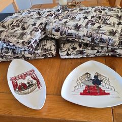 Paul Costelloe seat cushions and platters