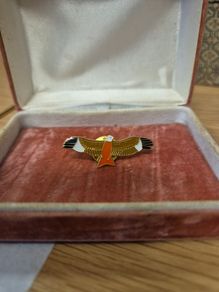 Vintage Eagle Pin. European Red Kite Raptor Bird Vintage Enamel Lapel Cap Pin Badge.