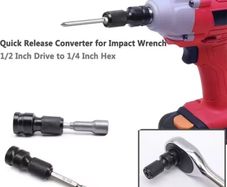 Quick Release 1/2-Inch Square Drive to 1/4-Inch Hex Female Socket Adapter