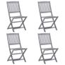 5 Piece Garden Dining Set Solid Acacia Wood Grey Image 6