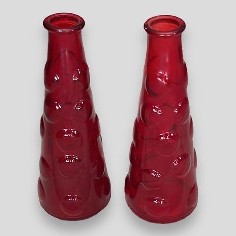 1960s  retro red bubble glass vases