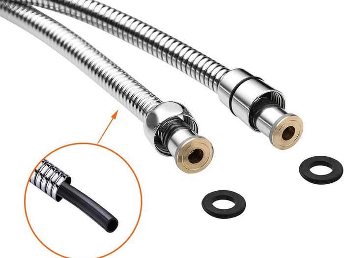 Shower Hose 1.7m, Ibergrif Stainless Steel Shower Pipe Anti Twist, Anti-Kink, Leakproof Universal Standard Fit G1/2 Replacement Hose with Brass Connectors and Washers, Chrome -Silver