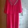 Boutique Spanish designer Sonia Pena coral pink cape drapes kimono sleeves dress beaded diamante neck S 10 occasion party wedding Image 6