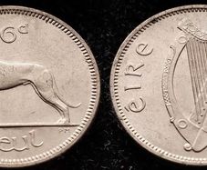 [#496] - Ireland 1966 | 6 Pence | Wolfhound | KM.13a