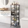 5 Tier Kitchen Storage Trolley, Pull Out Fruit Basket Stand, Vegetable Storage Rack On Wheelsy, Kitchen tall trolley with Wheels, Chefs Trolle(40cm 30cm 107cm black) Image 5