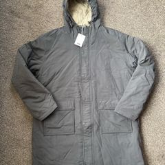 7 x Jacamo mens Hooded Padded Full Zip Parkas Long Coat Charcoal XL