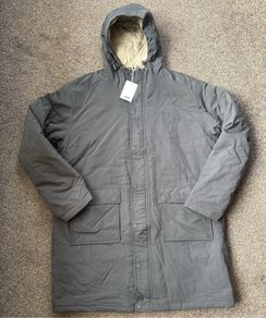 7 x Jacamo mens Hooded Padded Full Zip Parkas Long Coat Charcoal XL