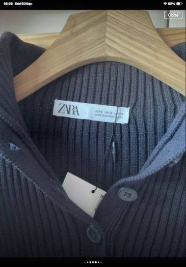 jumper Bnwt Zara navy cropped jumper with button neckline size small