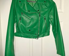 Brand NEW Stradivarius green biker jacket