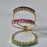 14ct Gold Sapphire, Ruby And Emerald, Harem Ring. High Quality Precious Stones. Image 8