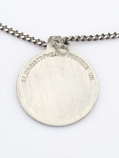 Vintage 925 Sterling Silver St Christopher Necklace