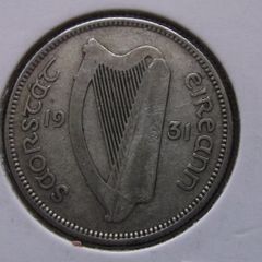 Irish Free State Silver Shilling (1931) Rare Year!