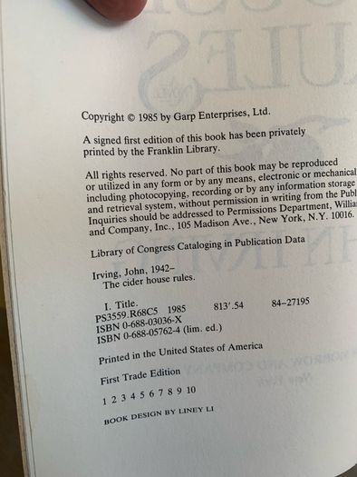 Vintage The Cider House Rules Book
