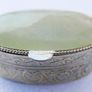 Green Alabaster  Pill Box Snuff Compact Italy Chased Silver Chrome Image 2